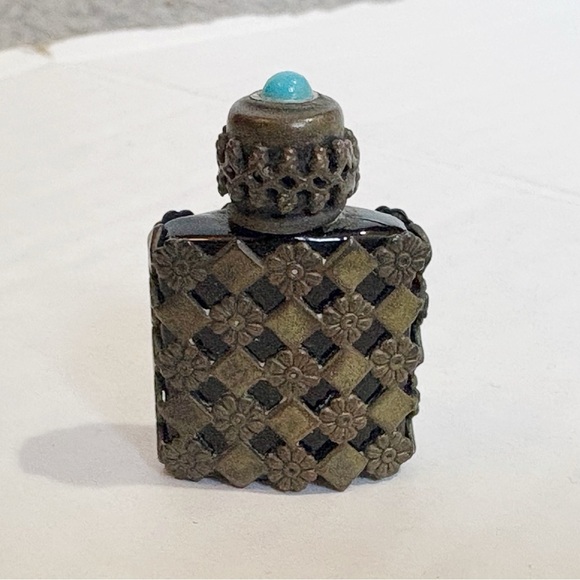 Vintage Other - Vintage 1930’s Mini Perfume Bottle Silver Tone Filigree French Art Noveau